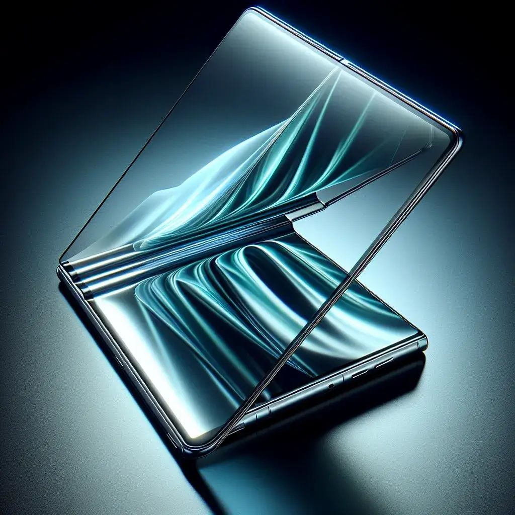"Concept image of Apple's foldable iPhone prototype showcasing a sleek design with a flexible display, highlighting innovative technology and features that hint at the future of mobile devices."
