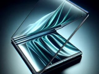 "Concept image of Apple's foldable iPhone prototype showcasing a sleek design with a flexible display, highlighting innovative technology and features that hint at the future of mobile devices."