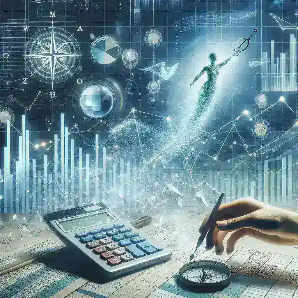"Microsoft Excel Copilot demonstrating new financial forecast models on a laptop screen with interactive charts and data analysis tools, highlighting advanced features for improved business planning."